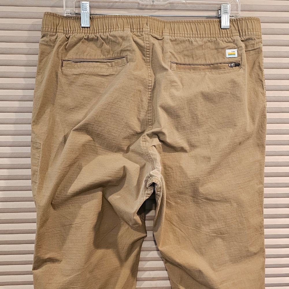 Vuori Ripstop Climber Pants Mens XL Tan Khaki Stretch Elastic Waist V412 - Picture 7 of 8